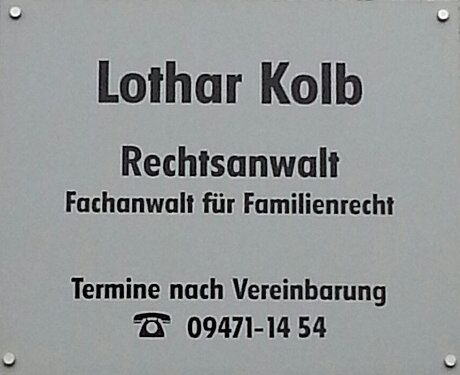 Kanzleischild von Rechtsanwalt Lothar Kolb